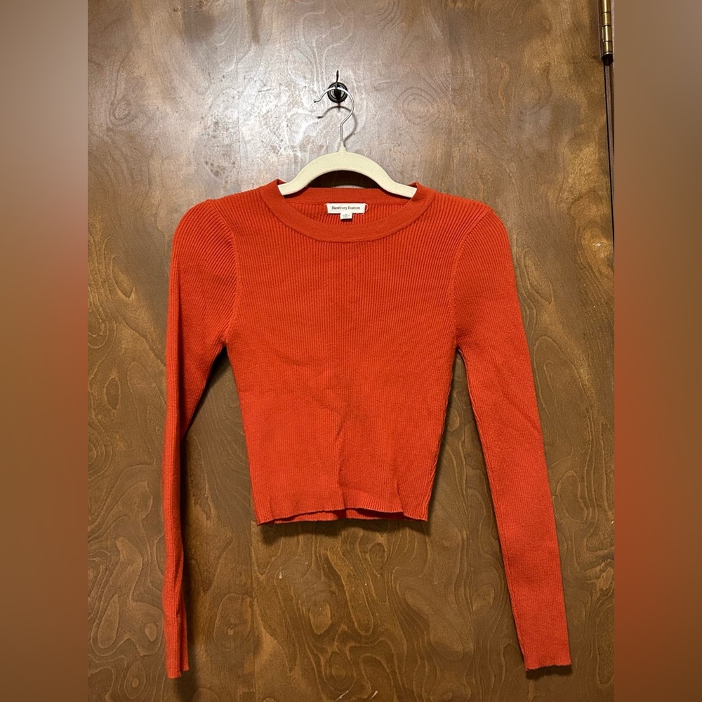 Red Rib Knit Long Sleeve